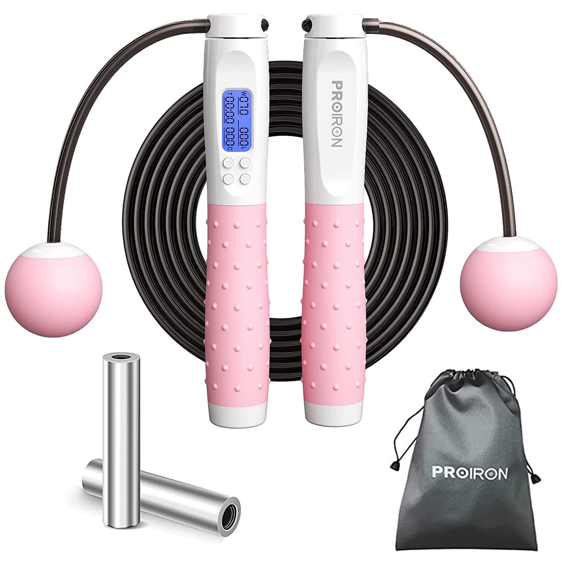 PROIRON Skipping Rope, Digital Jump Rope Adjustable Weights/Length Cordless Jumping Rope with Calorie Counter/Alarm Reminder Weighted Jump Rope for Fitness, Exercise, Boxing, MMA, Gym