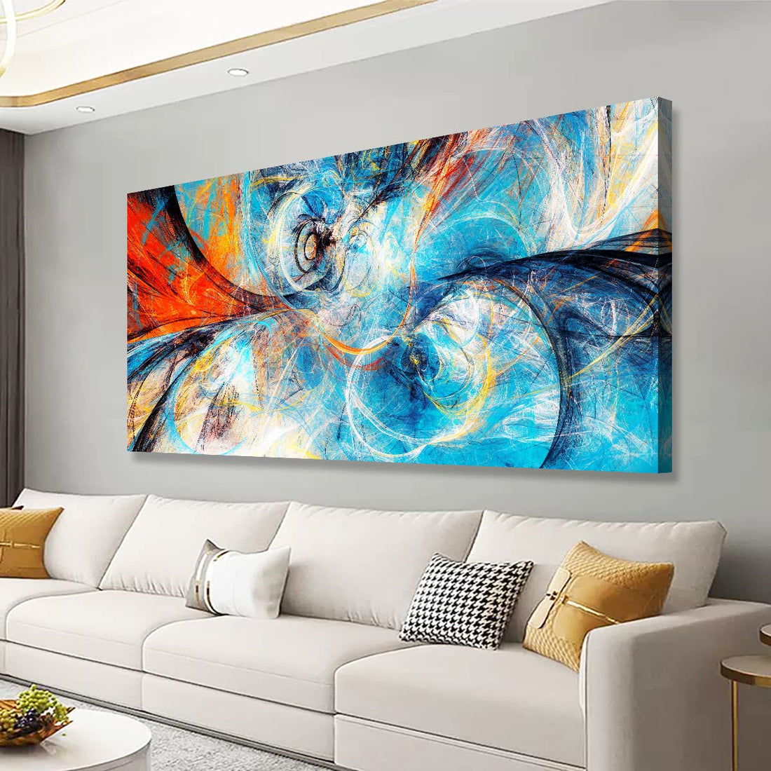 Haichuang Decor Art Blue Abstract Smart Line Pictures Canvas Wall for Living room Bedroom Wall Smart Line Wall Print Paitnings for home Morden work Line Drawing Full of Imagination Canvas