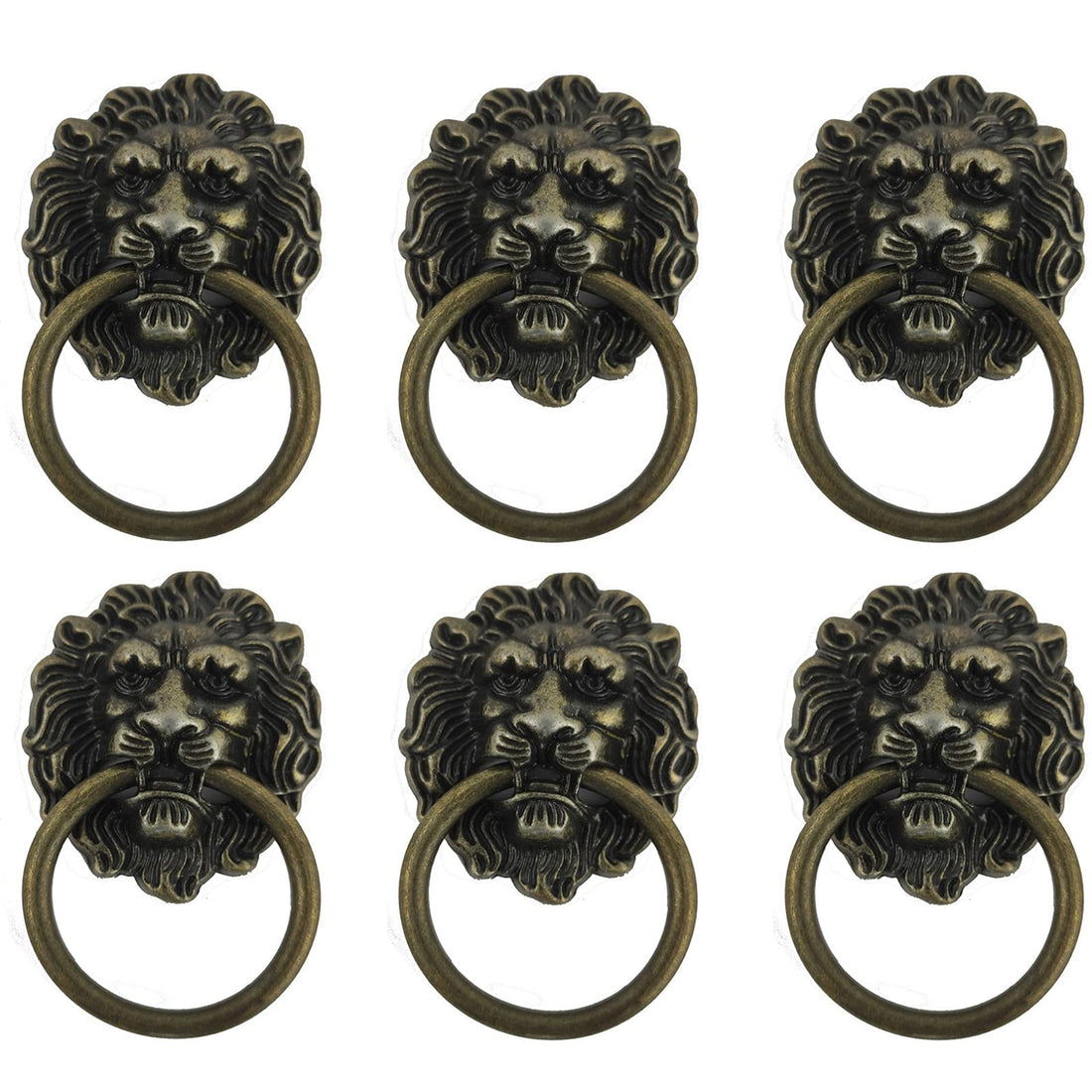 Pack of 6 Furniture Knobs, Antique Lion Cabinet Handle, Pull Handle, Vintage Pull Handles, Knobs, Suitable for Furniture Handle, Comfortable and Labour-Saving