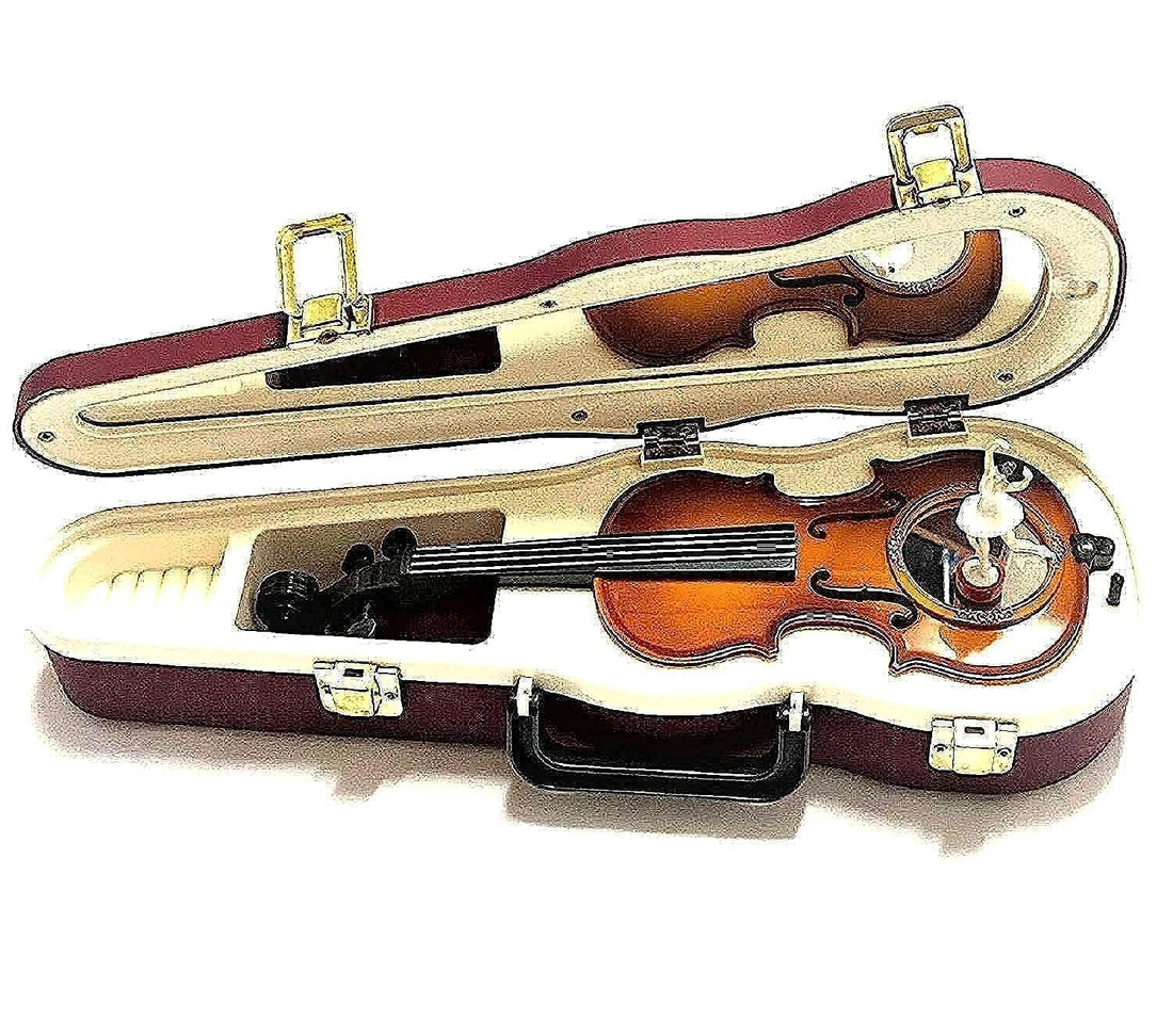 Violin Shape Music Box with Dancing Girl