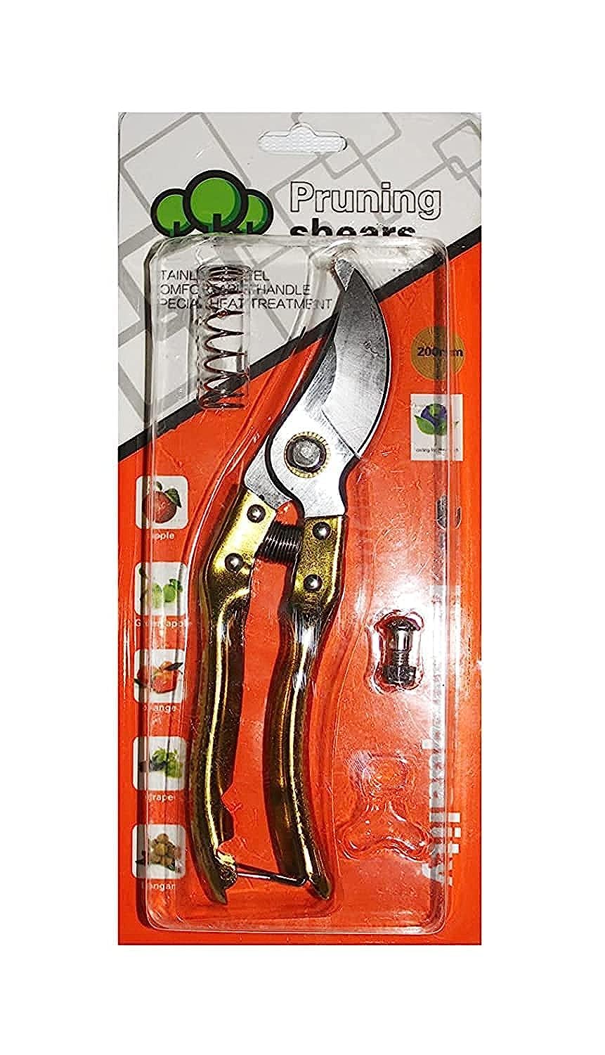 Generic Garden Shears - Bypass & Anvil Blade - Stainless Steel - Metal, Wood Handle - Ambidextrous - Round Point - Crop Grafting & Trimming