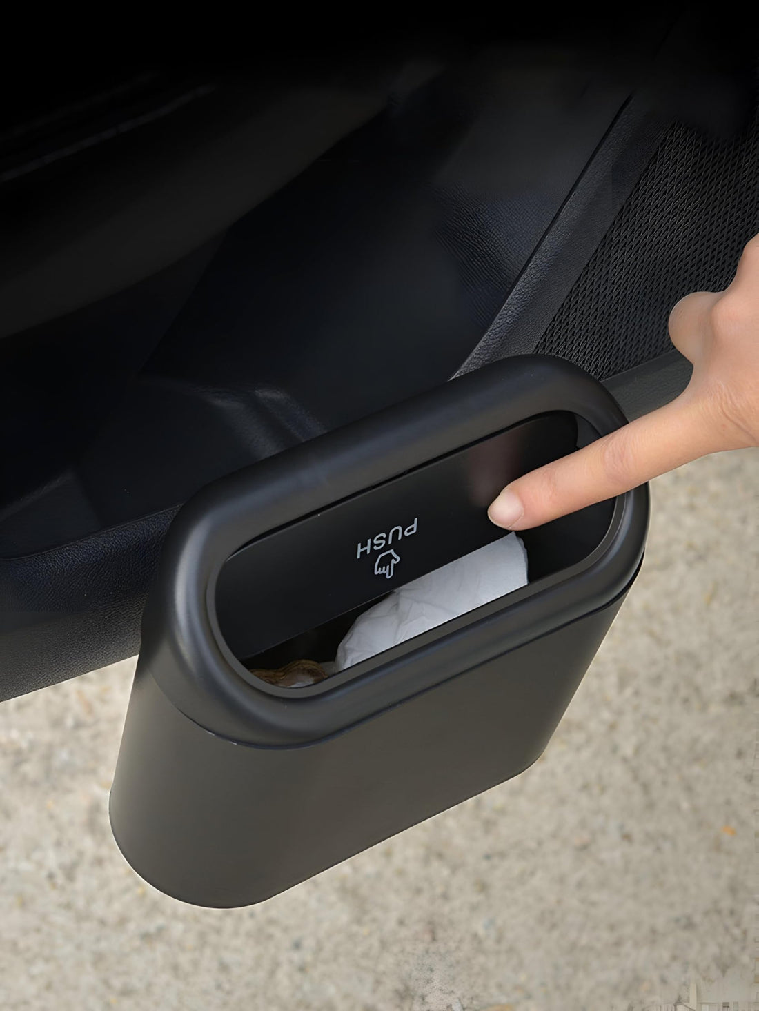 Car Trash Can - Car Trash Can with Push Open Lid, 14cm Waterproof Durable Plastic Trash Can for Car, Office, Home, Multi Use 14cm