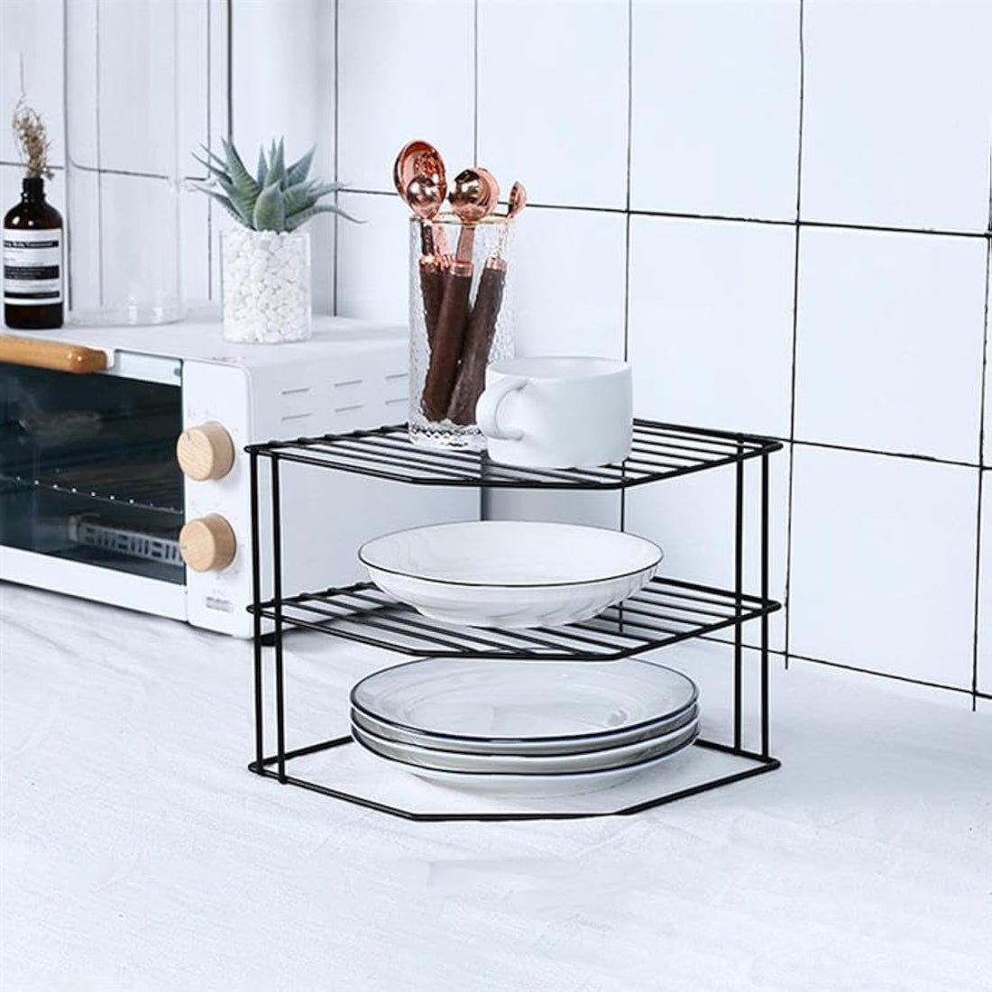 PRIME SHOP - Dish Rack (3 Tier), Extra Corner Dish Rack, Kitchen Storage Idea, Cabinet Organizer
