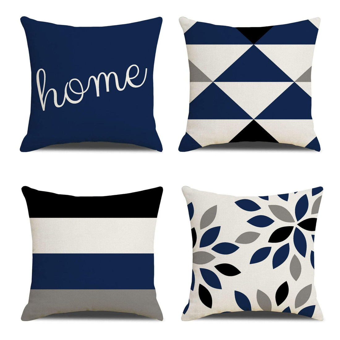 18X18 Pillow Covers Set of 4 Linen Farmhouse Home Decor Square Geometric Abstract Accent Throw Pillow Cover Decorative Cushion Modern Outdoor Indoor Pillow Case for Couch Sofa Chair