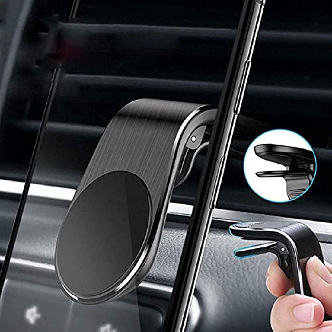 Generic Magnetic Mobile Phone Holder for Car, Compatible with iPhone Samsung Smartphone and Others, Vent Mount, Black