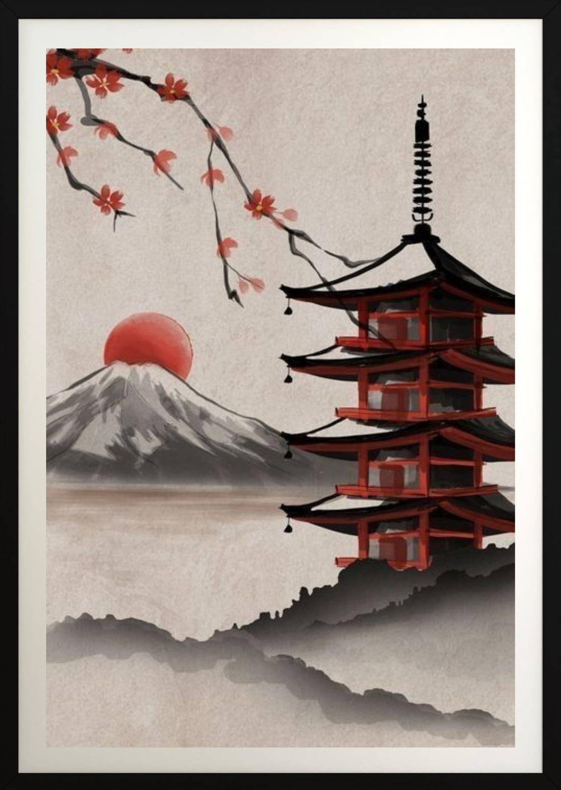 Japanese Inspired Art Poster - Wall Art - Japanese Framed Portrait - Best gift - Wall decoration