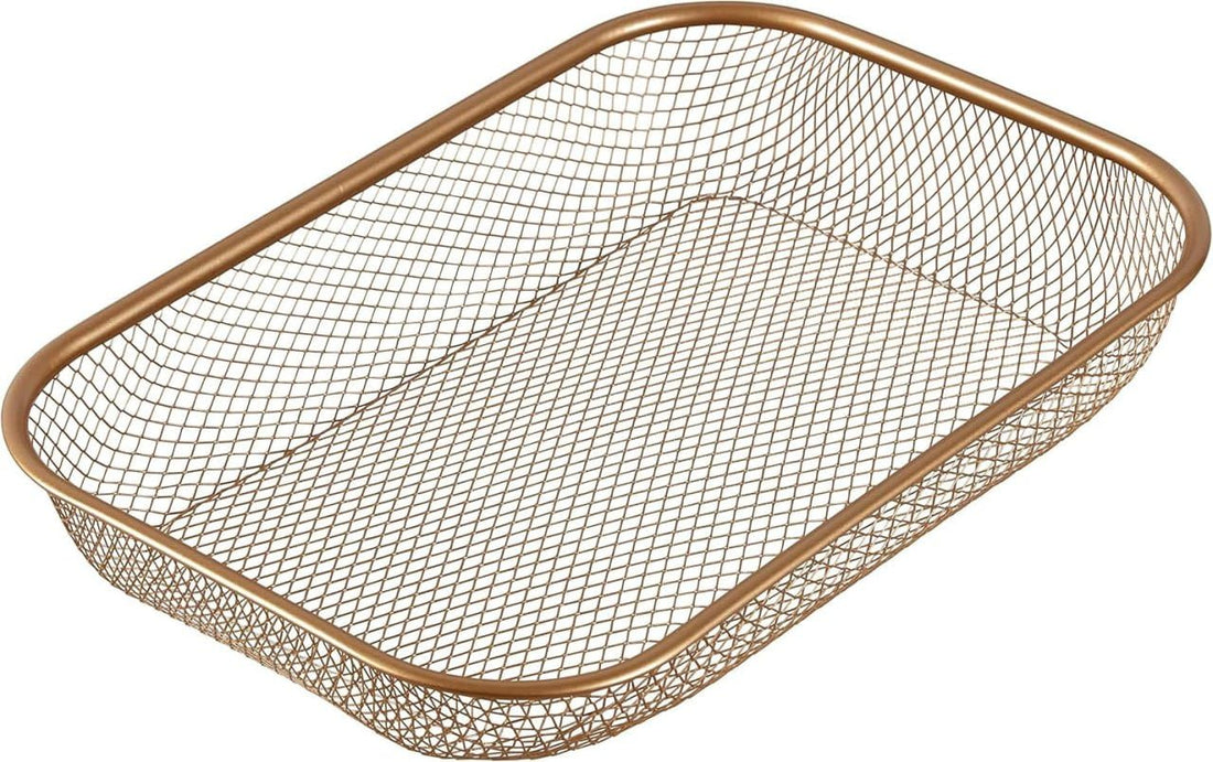 Generic Copper Multi-Purpose Kitchen Basket, Oven Crisper Tray for Roasting and Frying, Rust-Resistant Metal Mesh, 41 x 27 cm .sg