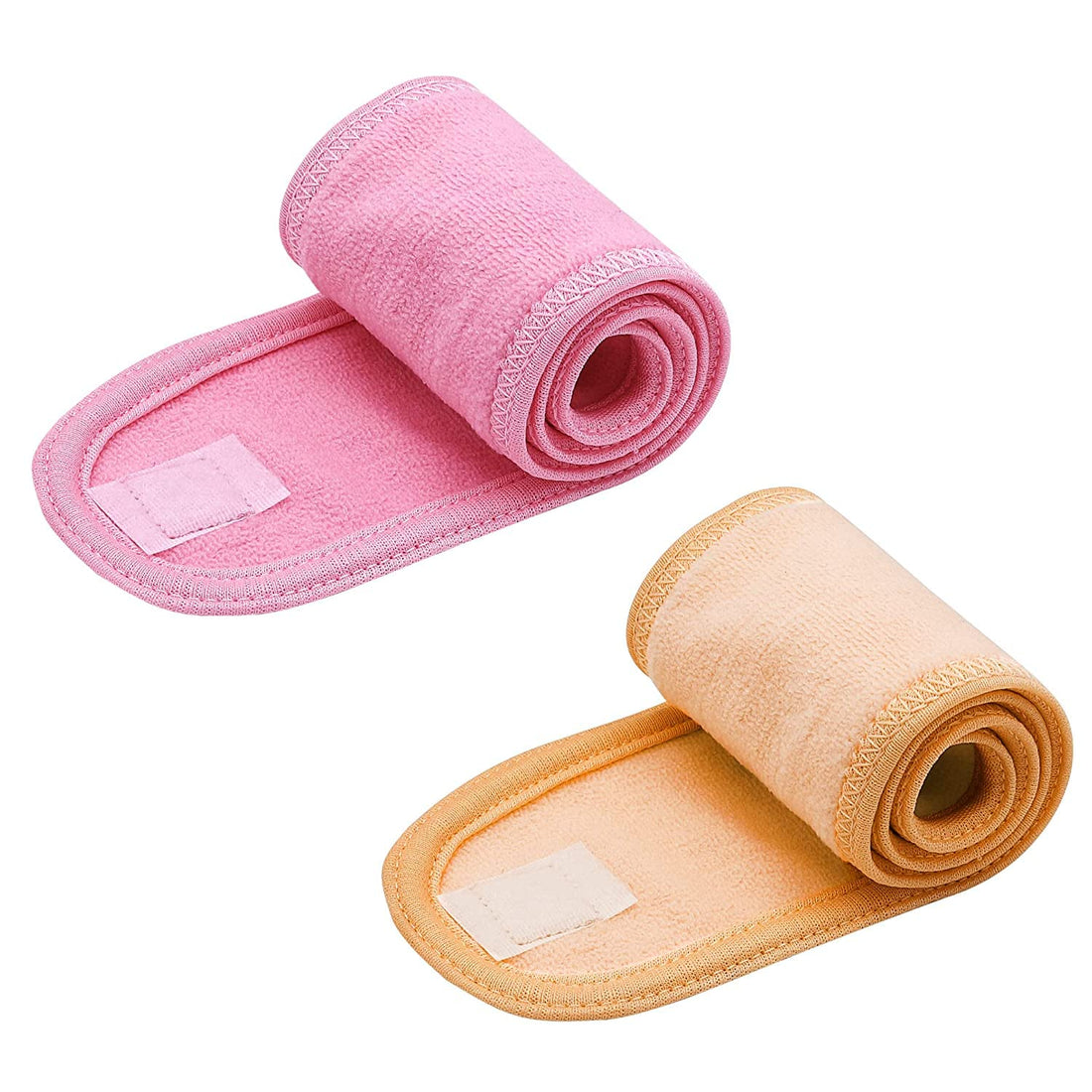 Spa Facial Headband 2 Pcs, Towel Headband, Make Up Hair Band Wrap Head Shower Terry Cloth Headband With Self-Adhesive Tape, Head Band For Women Beauty Sport Yoga Wash Face
