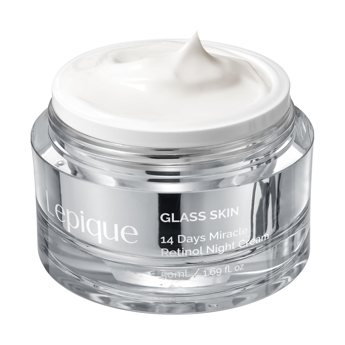 Lepique GLASS SKIN 14Days Miracle Retinol Night Cream 50ml - Korean Skincare Retinol for Face and Neck - Collagen, Centella - Anti aging Skin Cream, Moisturizer Face Cream (Unscented, with Spatula)