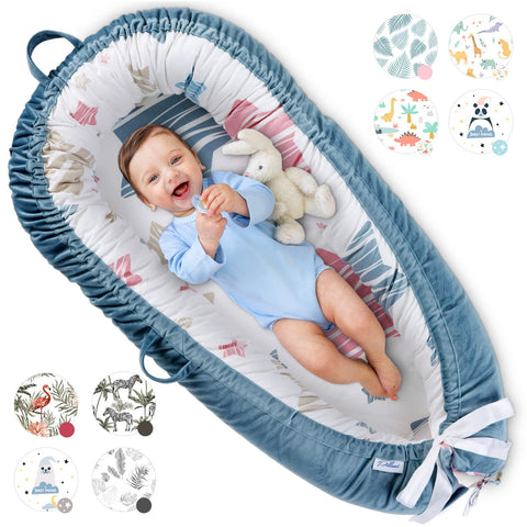 Moro Moro 3 Pillani Baby Lounger For Newborn - Newborn Lounger For 0-12 Months, Breathable & Portable Infant Lounger - Adjustable Cotton Soft Baby Floor Seat For Travel, Baby Essentials -