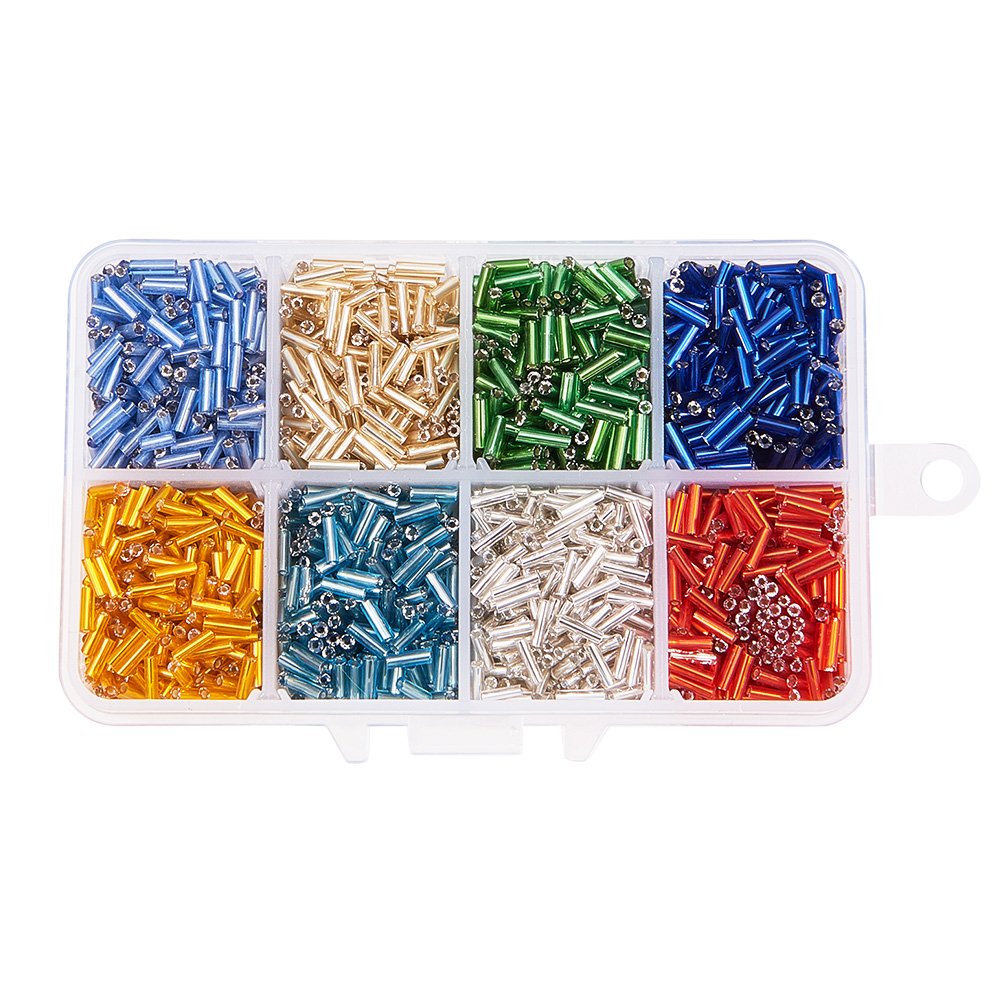PandaHall Elite Mixed Colour Column Pearl Colourful Glass Column in 1 Box GemischteFarbe 2