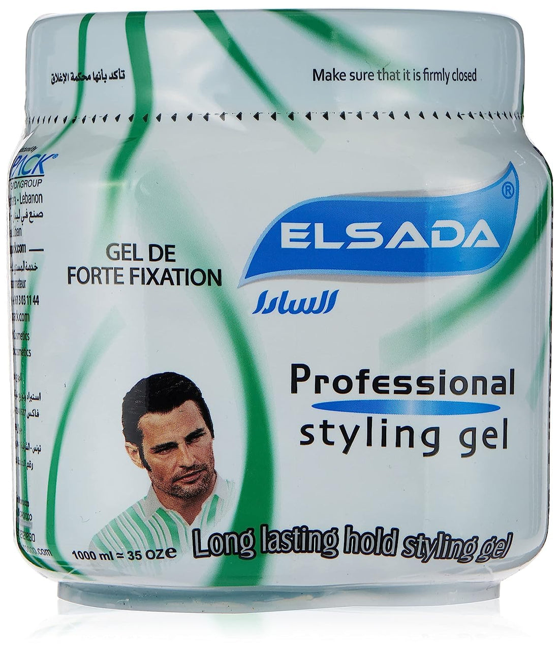 EL SADA Long Lasting Hair Styling Gel, Green, 1 liter