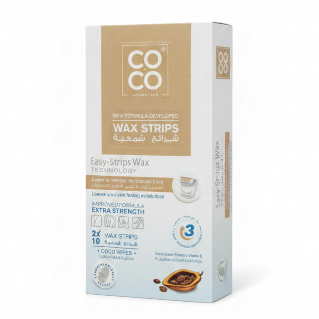 Hair Removal Wax Strips Coco Wax with Rose Extract (10pcs, Cocoa butter)