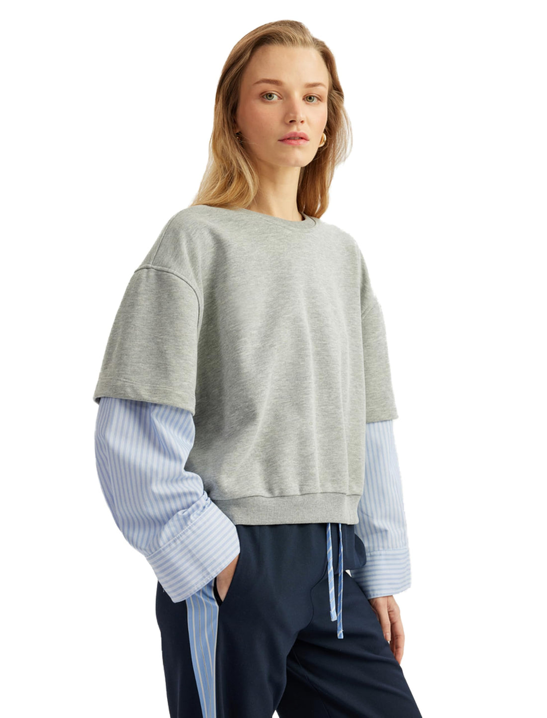 KOTON womens Striped Sweatshirt Sweatshirt