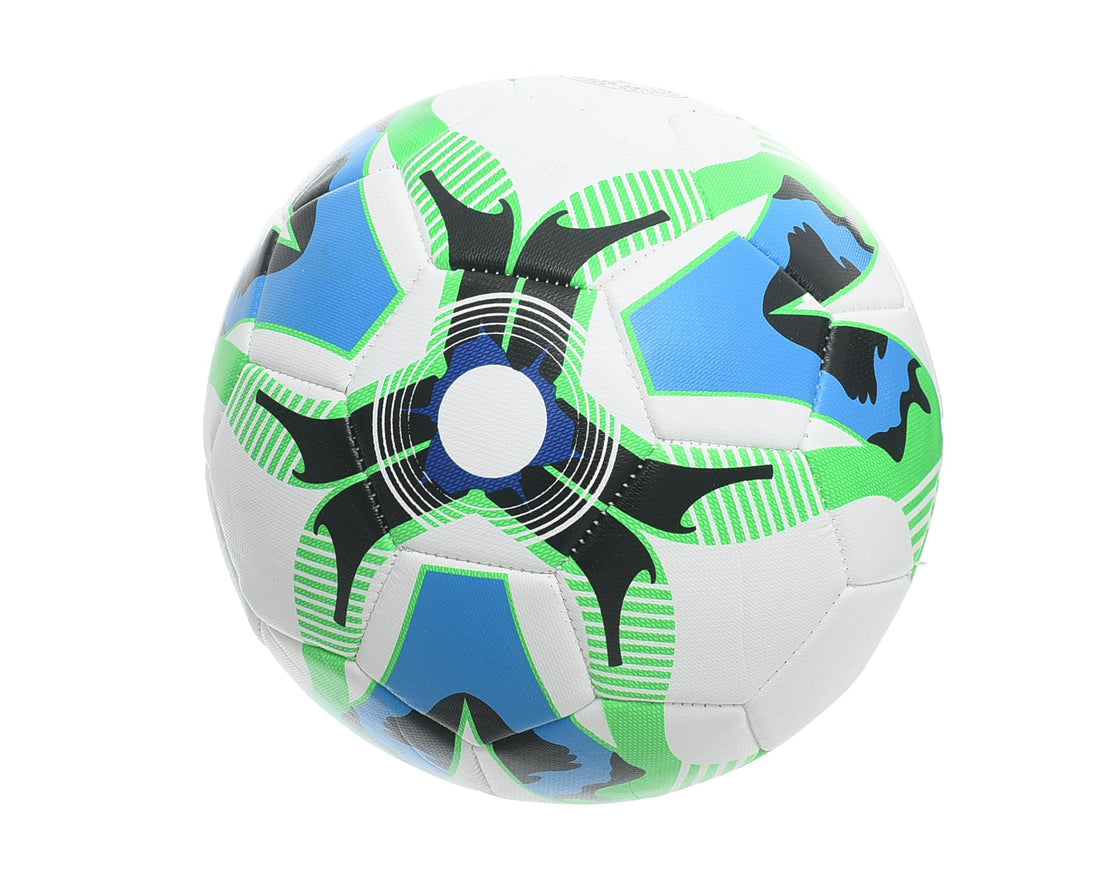 MINSA Imported Size 5 Soccer Ball M74 Shape 8 Green/Blue Design for All Surfaces
