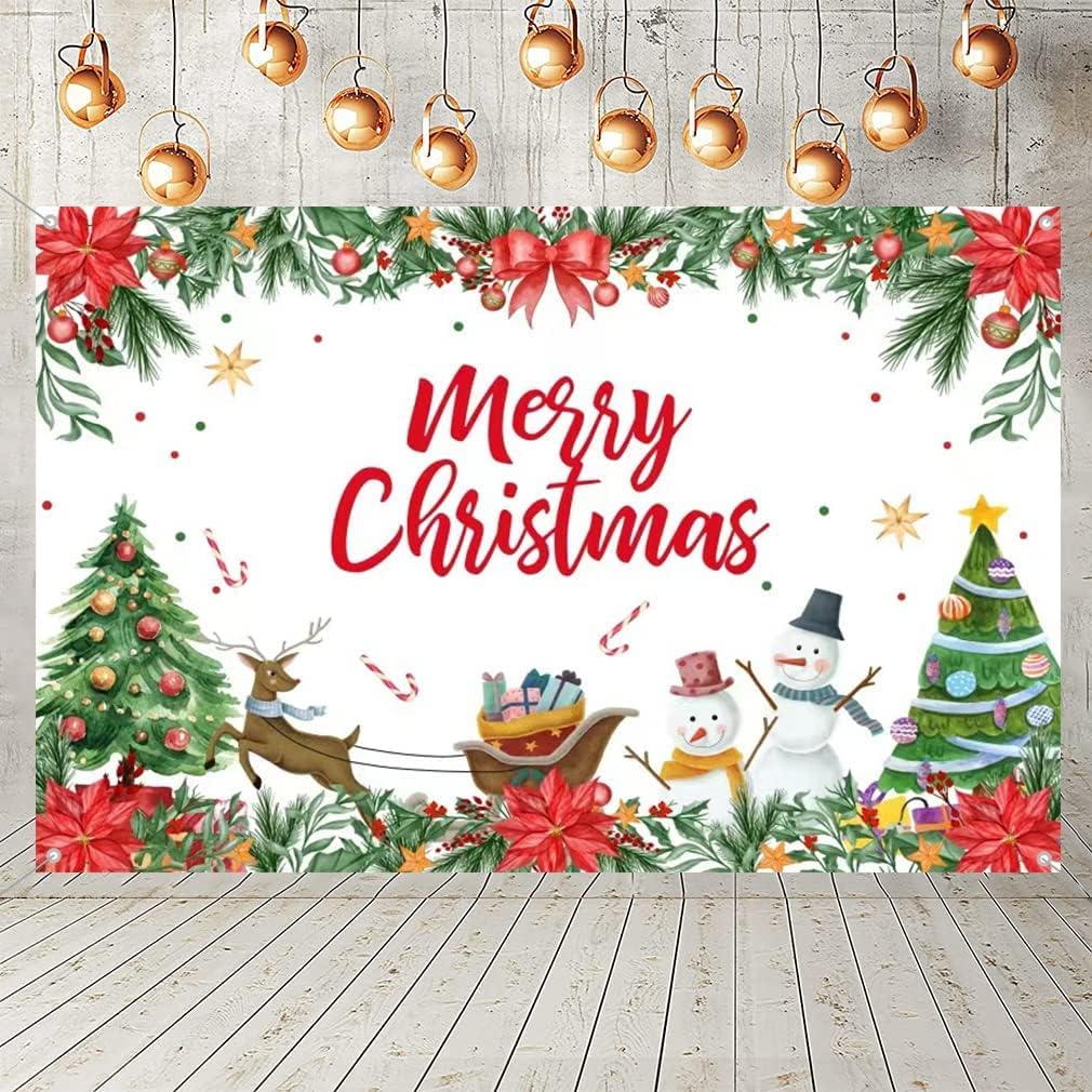 Christmas Poster Photo Background Large Monument Decoration 110cm by 180cm Strong Banner Material with Metal Grommets UP TO DATE