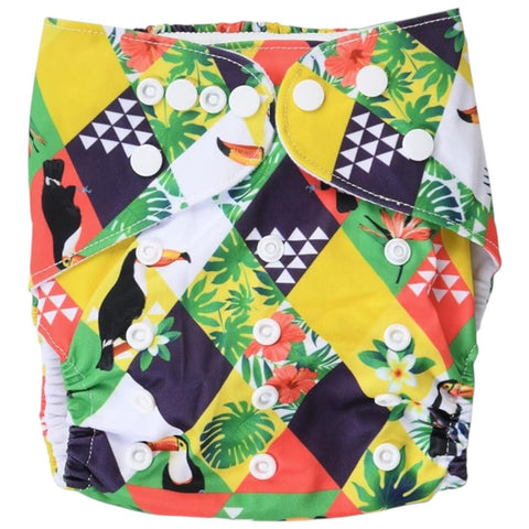 Mix&Max Microfiber Baby Washable Diapers Printed Shapes For Unisex-Multicolor