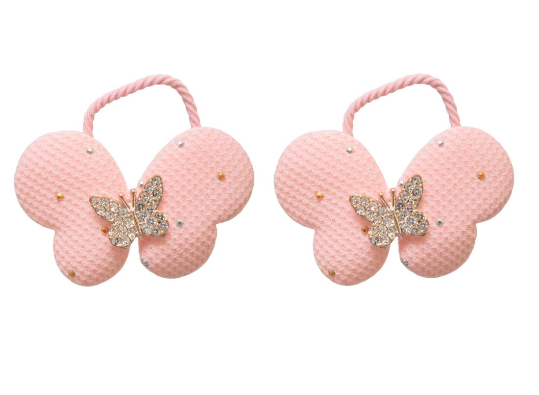 Daphne 2 Pieces Butterfly Shape Hair Ties - Pink