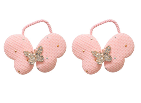 Daphne 2 Pieces Butterfly Shape Hair Ties - Pink