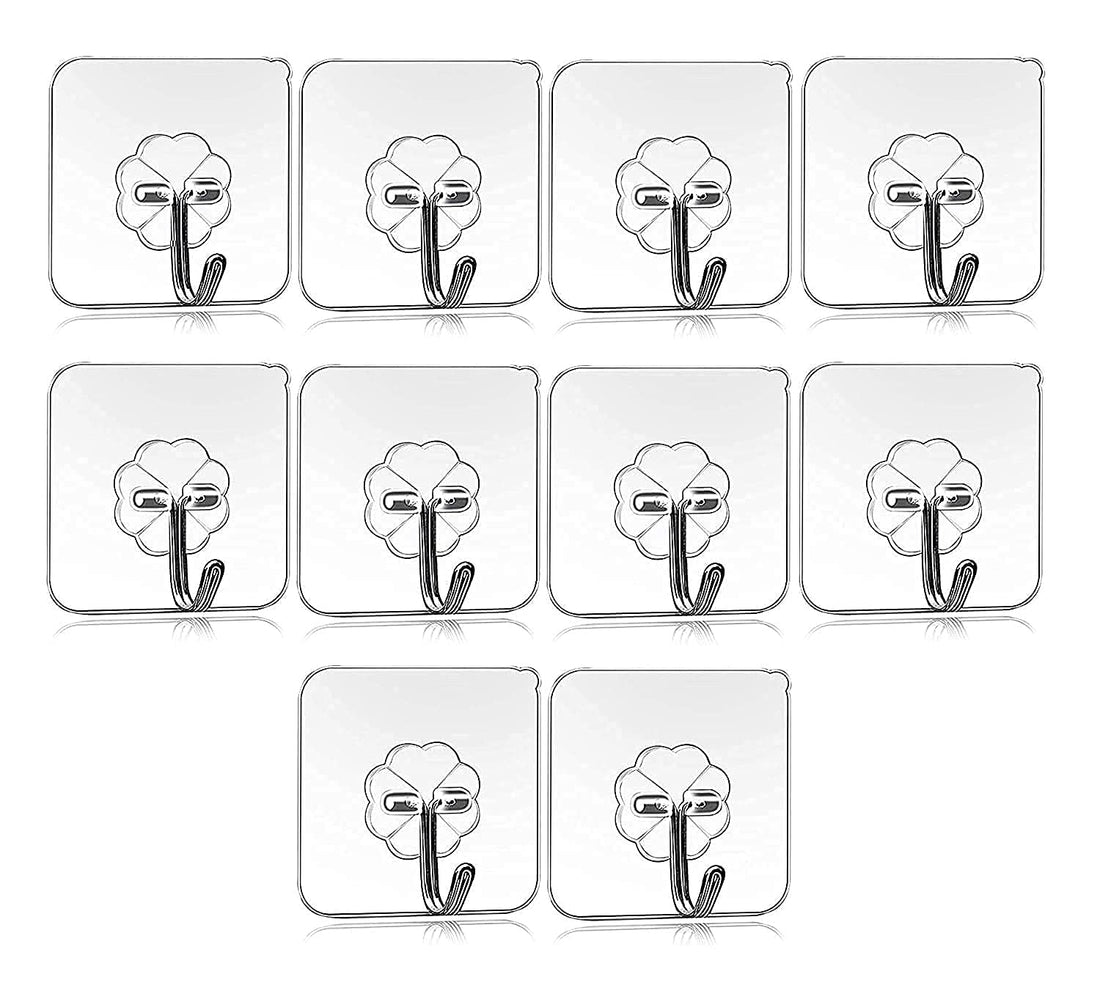 ARADENT® Pack of 20 Pcs Self Adhesive Wall Hooks, Heavy Duty Sticky Hooks for Hanging 10KG (Max), Waterproof Transparent Adhesive Hooks for Wall