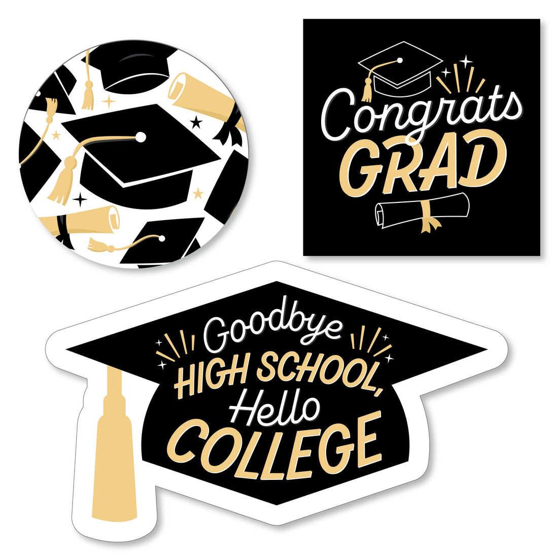 Big Dot of Happiness Goodbye High School, Hello College - DIY Shaped Graduation Party Cut-Outs - 24 Count