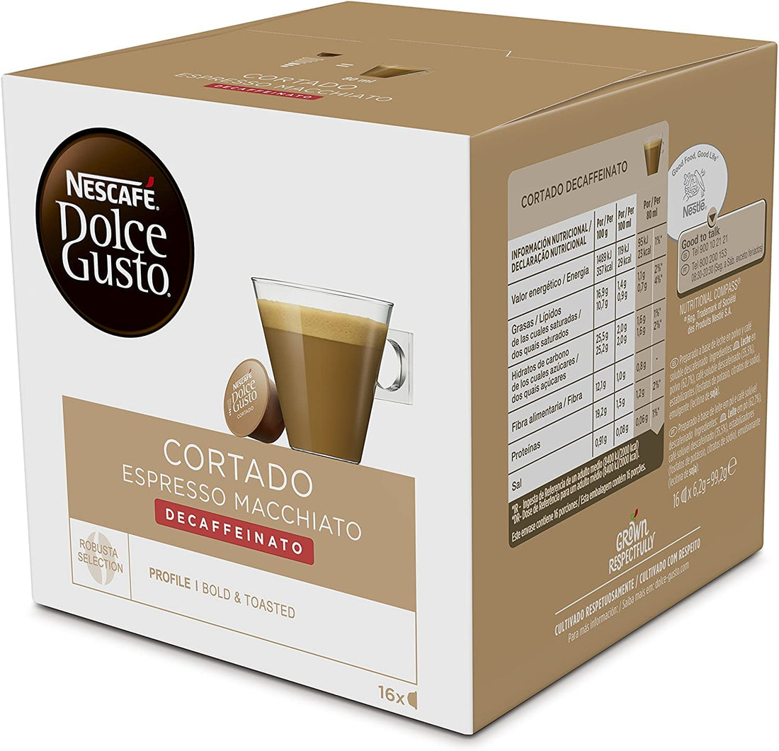 Nescafe Dolce Gusto Cortado espresso Macchiato Decaffeinated 16 Capsules
