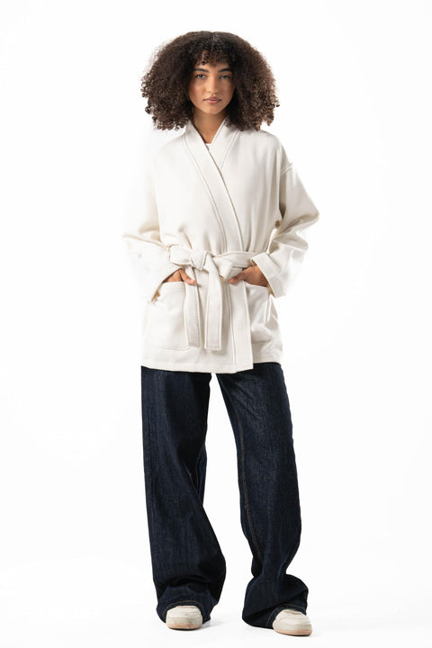 ASTK Womens Wool Belted Trenchcoat