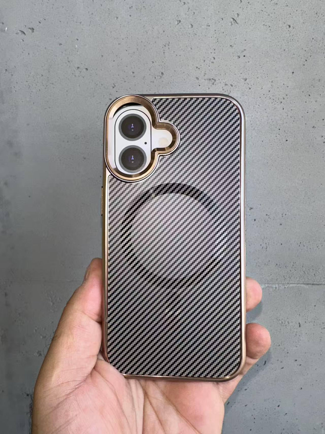 ECO Carbon Fiber Case Compatible with iPhone 16, Wireless Charger Support, Luxury Soft Fiber Blend and Metal Camera Frame, Shockproof Anti-Drop, Waterproof, Anti-Fingerprint (Desert Titanium)