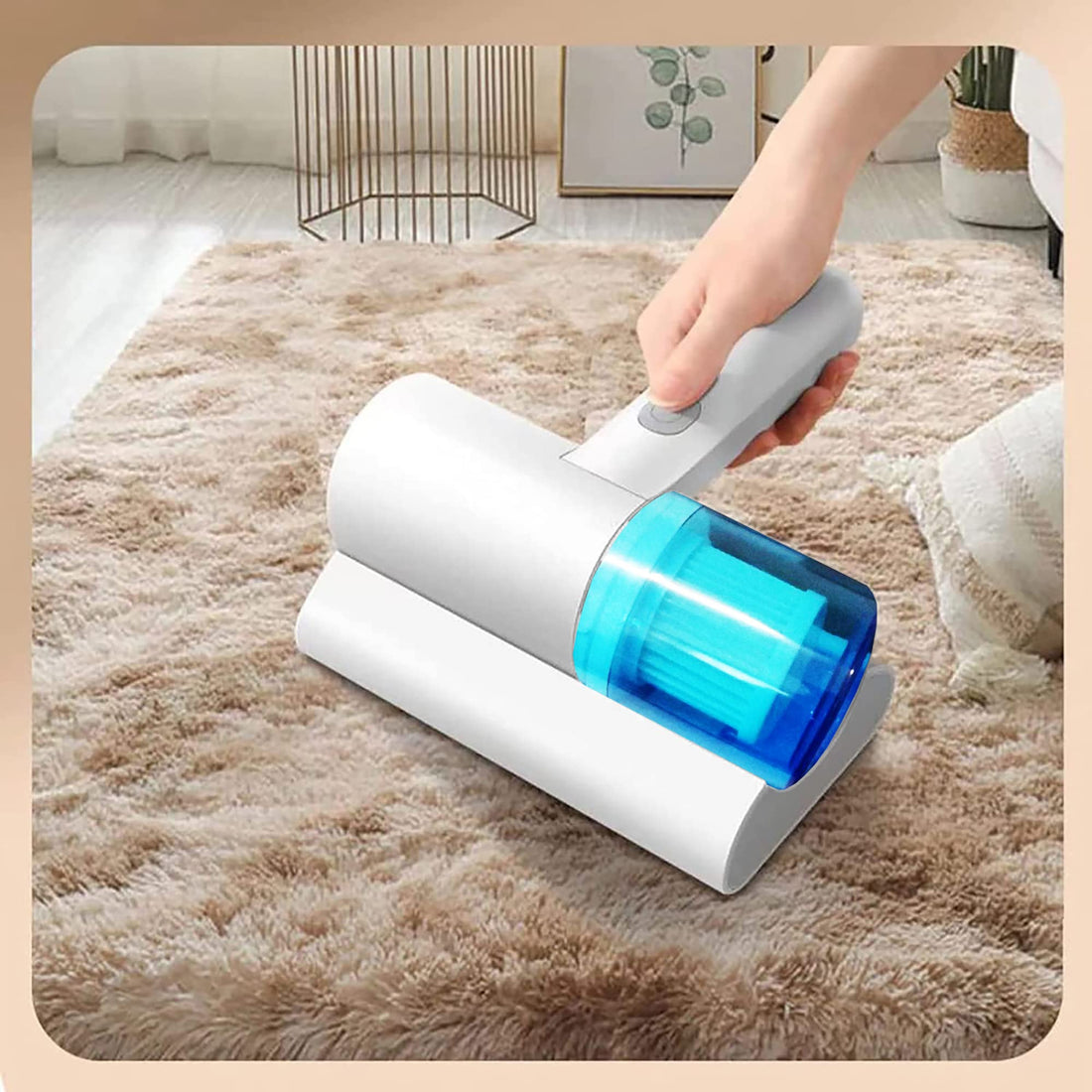 Portable Electric Sanitizing and Cleaning Vacuum with UV-C Light for Pillows, Mattresses, Beddings, Sofas, and other Fabric Surfaces - White, Quantity: 1