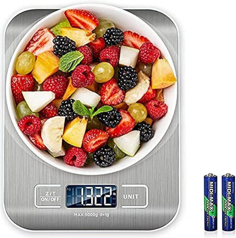 Digital Food Scale Multifunction Kitchen Electronic High Accuracy Scale with Large LCD Display Stainless Steel Surface Ultra Thin Weighing 0.1g to 10kg/0.1kg Silver (P20 10G TO 10kg)