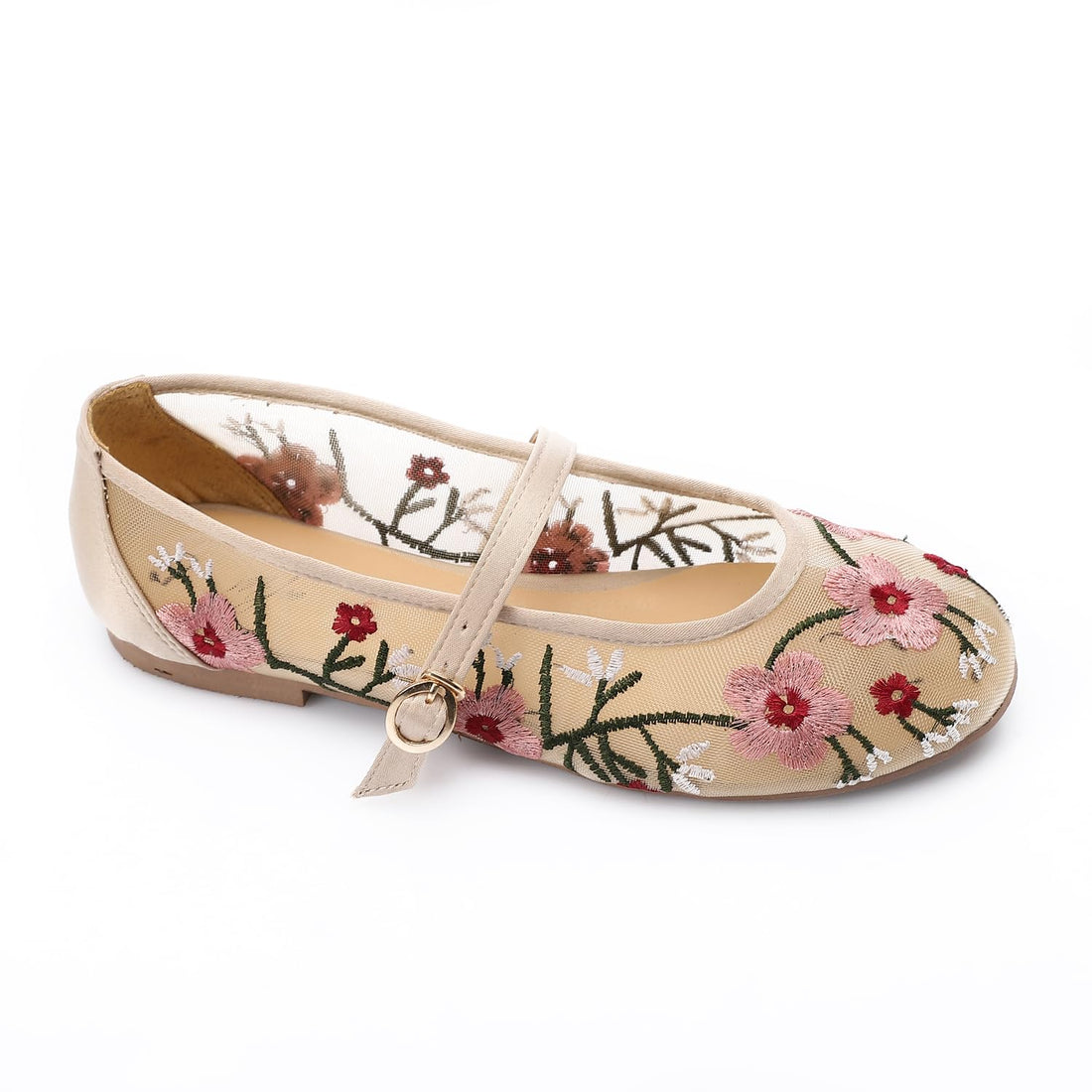 Mr JoeBeige Floral Embroidered Flats Ballerina for Women -3030