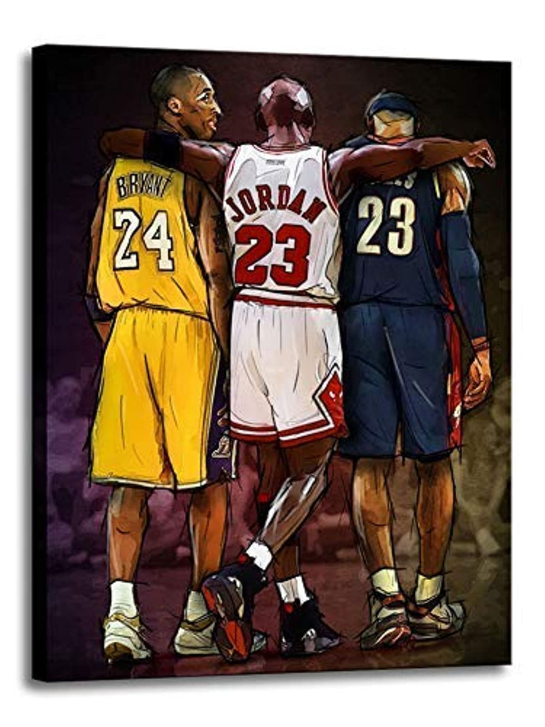 Michael Jordan Kobe Bryant Lebron James basketball Sports Poster Print Abstract Art Painting Large Wall Art Canvas Paintings Office Decoration Home Decoration (A,24x36inch Unframed)