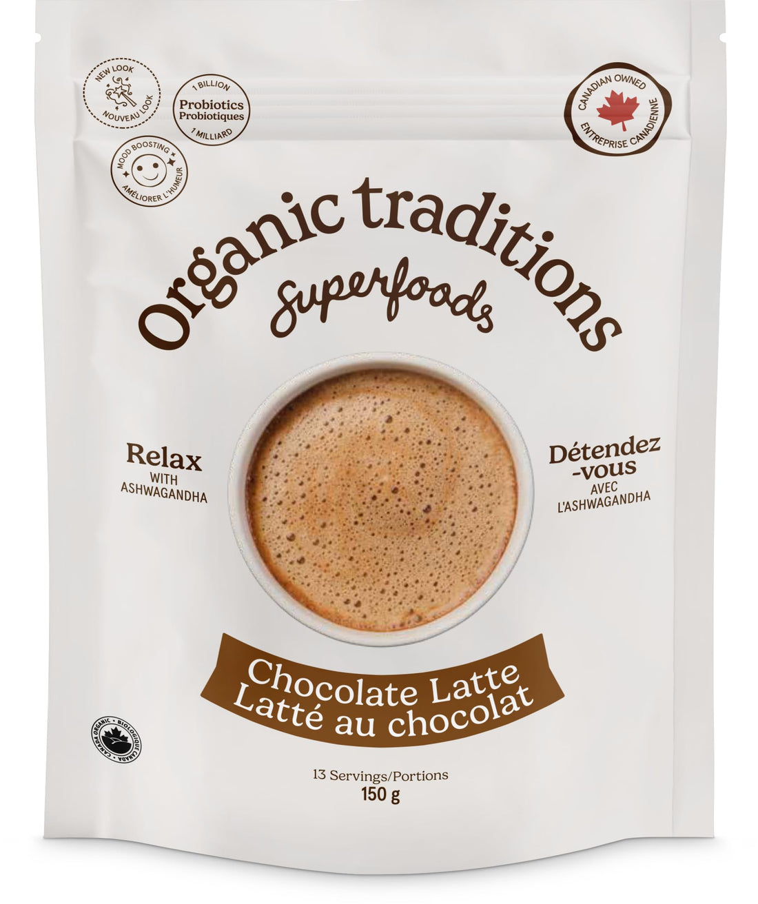 Organic Traditions Chocolate Latte With Ashwagandha And Probiotics, 150 gm