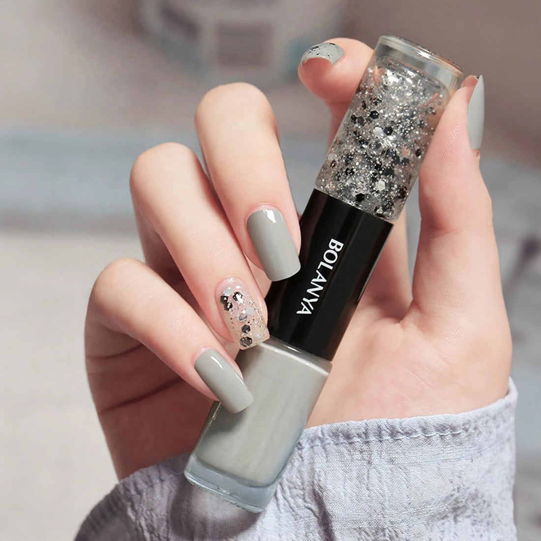 Gel Nail Polish Set, |amazingEGP|No Paste Needed, Shiny Manicure, Beautiful Nail Art Gift for Women and Girls, Long Lasting (Gray - C111, 12ml)