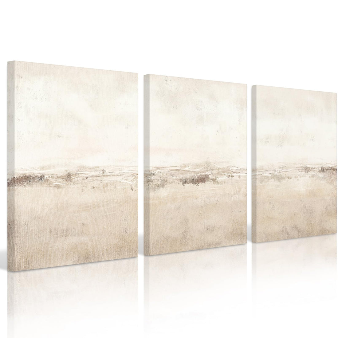 Baccone Beige Abstract Wall Art Set of 3 Neutral Canvas Wall Art Prints Boho Abstract Picture Modern Abstract Art Wall Decor Minimalist Artwork for Living Room Beroom Decor 16x24 Inch Framed
