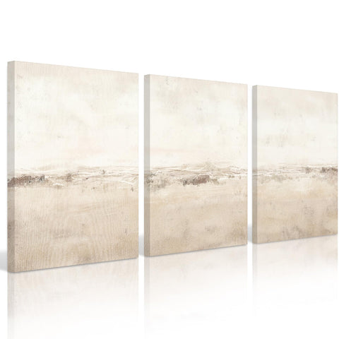 Baccone Beige Abstract Wall Art Set of 3 Neutral Canvas Wall Art Prints Boho Abstract Picture Modern Abstract Art Wall Decor Minimalist Artwork for Living Room Beroom Decor 16x24 Inch Framed