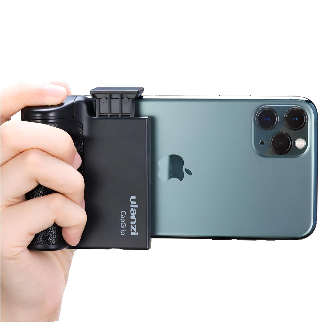 Smartphone Grip Handle - Ergonomic anti-sweat leather handle with Bluetooth remote, 1/4" screw mount, perfect for iPhone and Android photography and video recording.