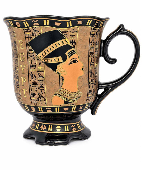 immatgar pharaonic Flower mug ancient Egyptian souvenirs gifts for women and men from Egypt - mother day gifts (3Kings - Black Golden - 400 MM)