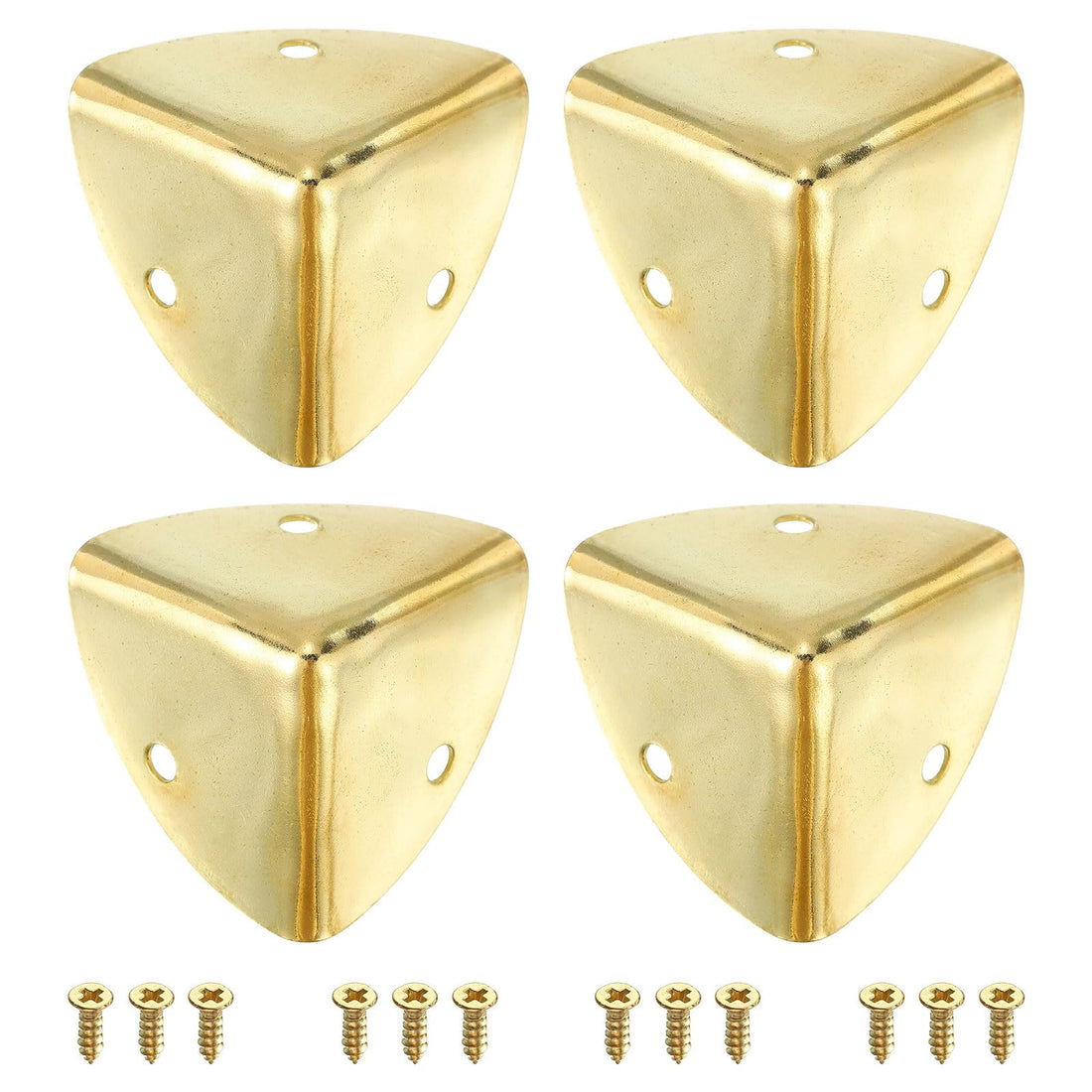 sourcing map 4 Pcs Decorative Box Corner Cover, 40mm Metal Edge Guard, Furniture Corner Edges Protector with Screws, Gold