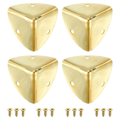 sourcing map 4 Pcs Decorative Box Corner Cover, 40mm Metal Edge Guard, Furniture Corner Edges Protector with Screws, Gold