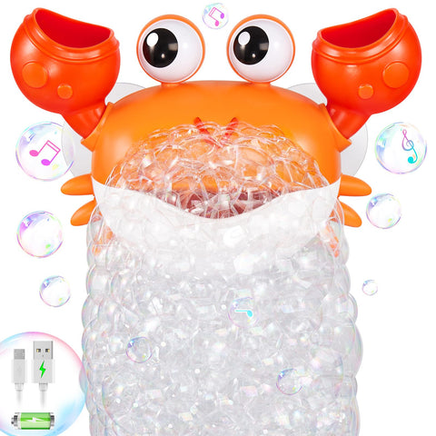 Gigilli Crab Baby Bath Toys, Rechargeable Bath Bubble Machine for Toddler, Automatic Shower Bathtub Bubble Maker with Music Control for Kids Ages 1-3 6-12 12-18 Months 1st Birthday Gifts