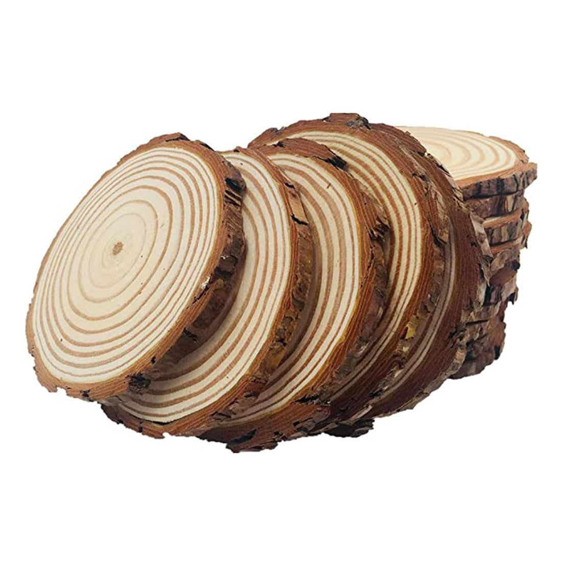 Unfinished Natural Wood Slices 22 Pcs 3.5-4 inch Large Craft Tree Stump Kit Wood Circles with Barks Wood Slabs Bar Coaster Rustic Wedding Decor DIY Crafts Ornaments