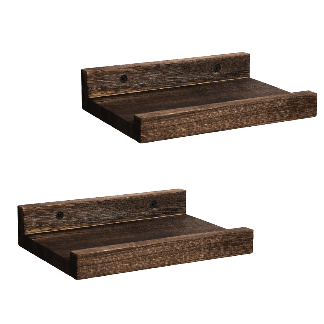 Z metnal Mini Floating Shelves, Small Natural Wooden Display Wall Shelf for Picture Ledge, Wood, Wall Mounted, 20 x 14cm, 2 Pack