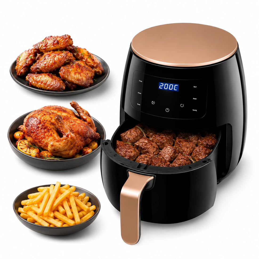 OVA 6L Air Fryer 2400W – Multifunction Digital Hot Air Fryer with Touch Screen Control, Large Capacity Oil-Free Cooker for Frying, Baking, Roasting & Grilling