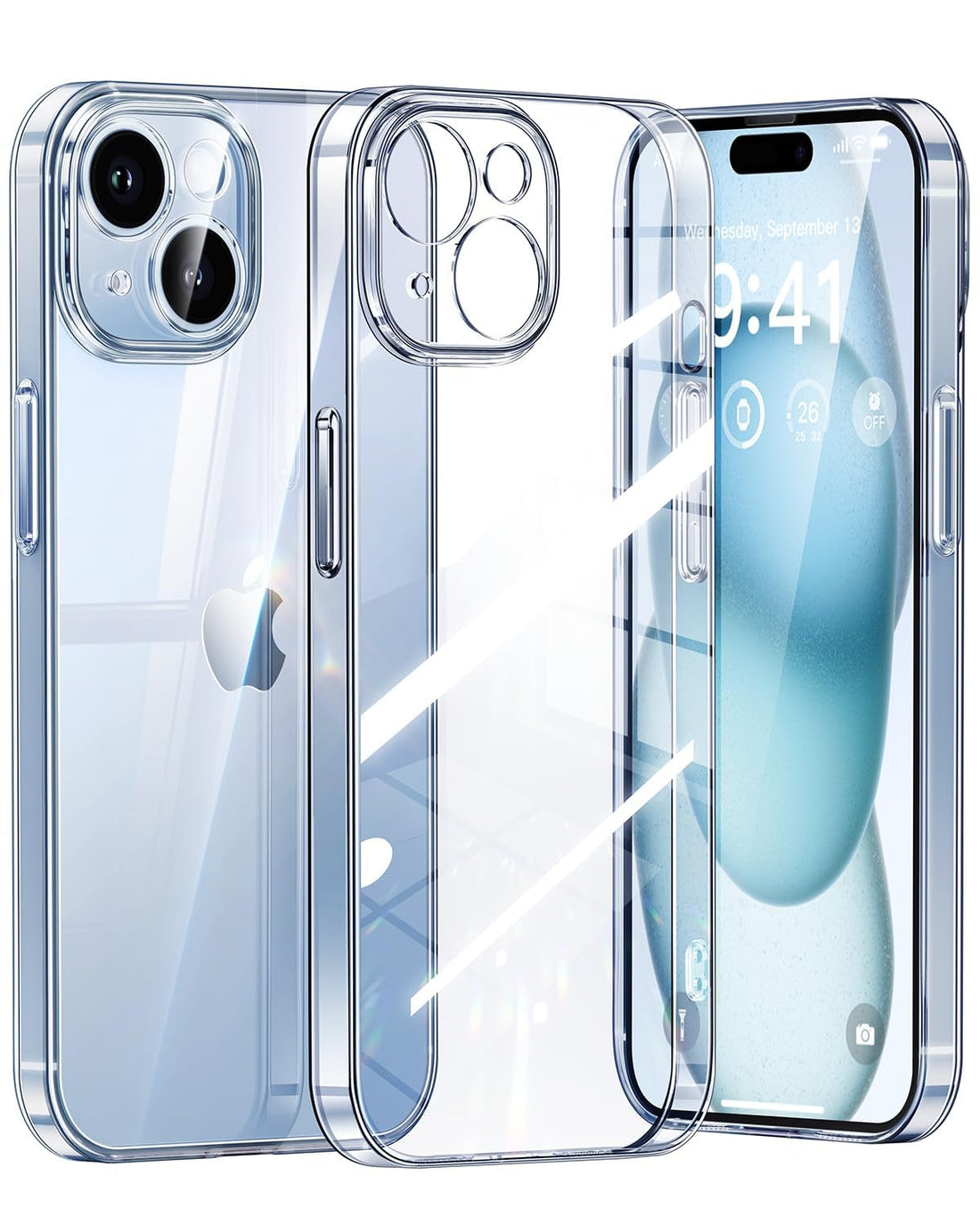 Dl3 Mobilak Camera Protective Case Compatible with iPhone Case Transparent, Mobile Phone Case iPhone Thin Soft Silicone Anti-Yellow Protective Case - Clear (iPhone 15 Plus)