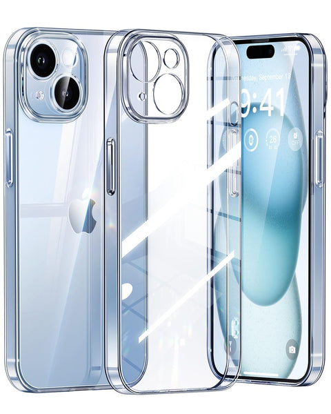 Dl3 Mobilak Camera Protective Case Compatible with iPhone Case Transparent, Mobile Phone Case iPhone Thin Soft Silicone Anti-Yellow Protective Case - Clear (iPhone 15 Plus)