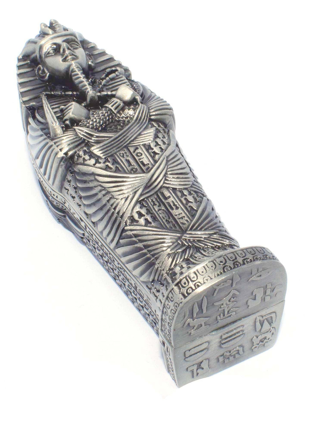 immatgar pharaonic Decorative Mummy coffin from Metal ancient Egyptian souvenirs gifts handmade Home decor Sculptures (Mummy coffin - Gray - 8.5 CM Height)