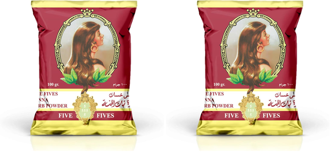 Five Fives Natural Henna Powder, Brown - 100 gm (Pack of 2)
