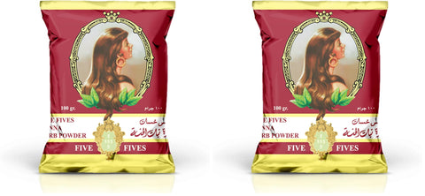Five Fives Natural Henna Powder, Brown - 100 gm (Pack of 2)