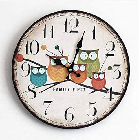 Generic Cartoon Wood Wall Clock, 30cm x 30cm, Multicolor